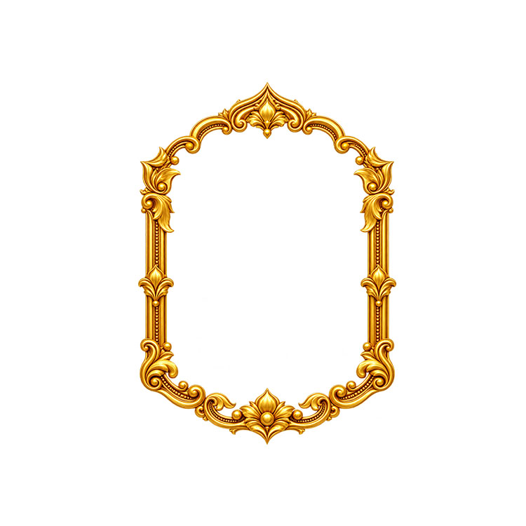 Ornate Golden Baroque Frame PNG – Luxury Decorative Design