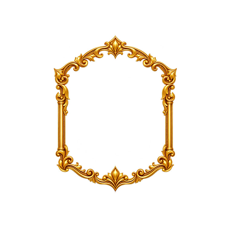 Ornate Golden Baroque Frame PNG – Luxury Decorative Design