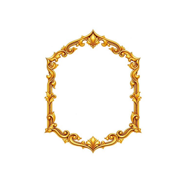 Ornate Golden Baroque Frame PNG – Luxury Decorative Design